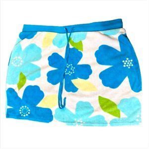 X-treme Blue & White Terrycloth Floral Mini-Skirt